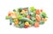 Mix of frozen vegetables on white background