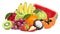 Mix fruit, Pile of different types of fresh organic fruits  yellow ripe banana, red grape, orange fruit, papaya, watermelon, mang