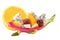Mix fruit salad Served in creative Dragon fruit, Pitaya rind bowl