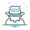 Mix icon for Seo Blackhat, cogwheel and technical