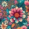 Mix of multicolor floral flower hand draw background