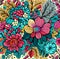 Mix of multicolor floral flower hand draw background