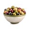 Mix of olives fruits in bowl