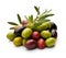 Mix of olives fruits on white backgrounds. Generated AI