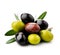 Mix of olives fruits on white backgrounds. Generated AI