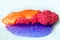 Mix of orange, pink and purple slime. Liquid art gel background