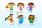 Mix Race Kids Group Cheerful Diverse Children Collection