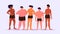 mix race men of different height figure type and size standing together love your body concept