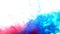 Mix red and blue color paint ink drops in water slow motion full hd video white background with copy space.