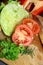 Mix of sliced ingredients for vegetable salad