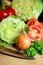 Mix of sliced ingredients for vegetable salad