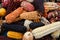 Mix variety of Peruvian native heirloom corns in Cusco local farmer market