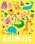 Mixed animal doodle vector illustration