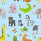 Mixed animal doodle vector illustration