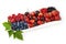 A mixed arrangement. Assorted berries including strawberry, cherry, blueberries, raspberries, black currant and red currant,