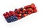 A mixed arrangement. Assorted berries including strawberry, cherry, blueberries and raspberries, isolated on white background