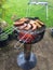 Mixed barbecue on summer camp