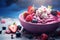 Mixed berry smoothie bowl healthy food background