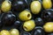 Mixed black, green olives.