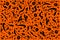 Mixed black shapes and patterns on orange background for design material or print