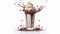 mixed chocolate milkshake drink splashing. generated by AI tool.