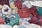 Mixed crystals of Agate, Calcite, Tiger`s Eye, Rose Quartz, Lapis Lasuli, Amethyst, for sale at Elephanta Island