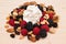 Mixed dried fruit raspberry and whip cream