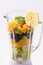 Mixed exotic fruits in blender