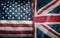 Mixed Flags of the USA and the UK. Union Jack flag.Flags of the USA and the UK Divided verically