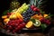 Mixed fruit platter healthy food background