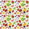 Mixed fruits and vegetables. Seamless pattern.