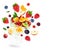 Mixed fruits on white background. Fruit salad. Falling fruits