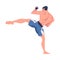 Mixed Martial Arts with Man Fighter in Shorts and Boxing Gloves Engaged in Full-contact Combat Sport Vector Illustration