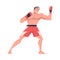 Mixed Martial Arts with Man Fighter in Shorts and Boxing Gloves Engaged in Full-contact Combat Sport Vector Illustration