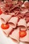 Mixed Meat coldcut texture closeup background