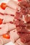 Mixed Meat coldcut texture closeup background