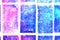 Mixed media artwork, abstract colorful artistic painted layer in blue, pink, purple color palette on grunge slab