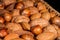 Mixed nut selection in shells. Brazil nuts, walnuts, almonds and hazelnuts