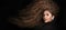 Mixed race black woman portrait with big afro hair, curly hair. Hair care concept