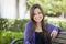 Mixed Race Female Student Portrait on School Campus