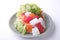 Mixed Sashimi salad with avocado isolated on white background