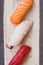 Mixed Sushi Maguro, Salmon and Hamachi Set on the Stone Plate.