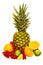 Mixed tropical fresh fruits group isolated