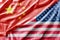 Mixed USA and China flag, three dimensional render