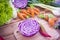 Mixed vegetables colorful table. wellness for people