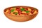 Mixed Vegetables with Tomato Sauce as Indian Dish and Main Course Served in Bowl and Garnished with Herbs Closeup Vector