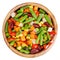 Mixed vegetables in wooden bowl isolated