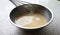 Mixing batter or dough for pancake or making desserts.Close up ,
