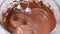 Mixing chocolate batter or dough with hand mixer