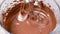 Mixing chocolate cream, batter or dough with mixer